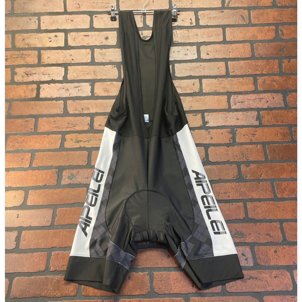 Aipeilei Men's 2XL Black Padded Performance Cycling Bib Short White Mesh